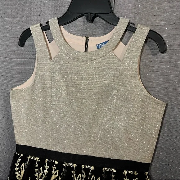 TM by Truly Me Glittery Gold/Black Dress Sleeveless With Stylish Shoulder Straps